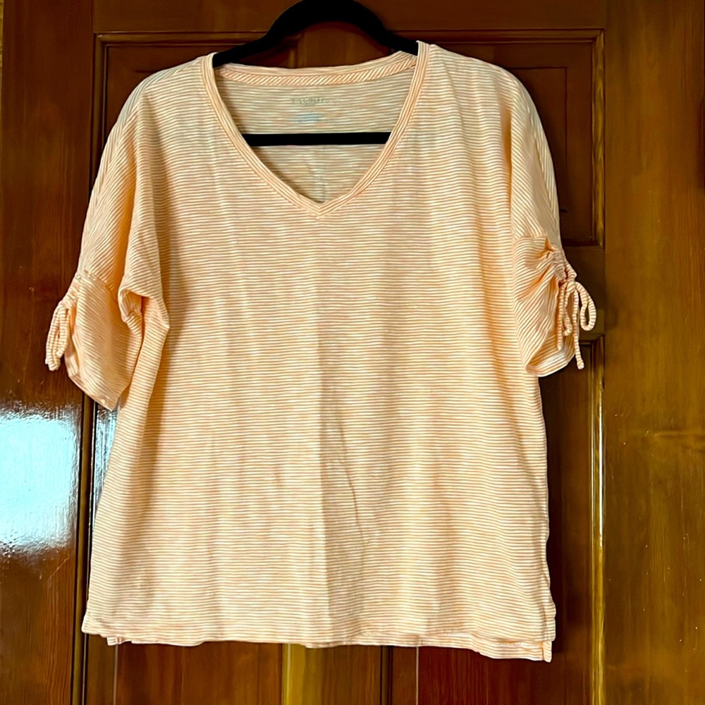 Talbots LP Orange stripe tie-sleeved tee